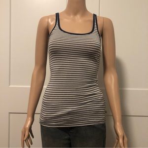 Old Navy Fitted Cotton Stretch Navy Blue White Stripes Long Tank Top XS